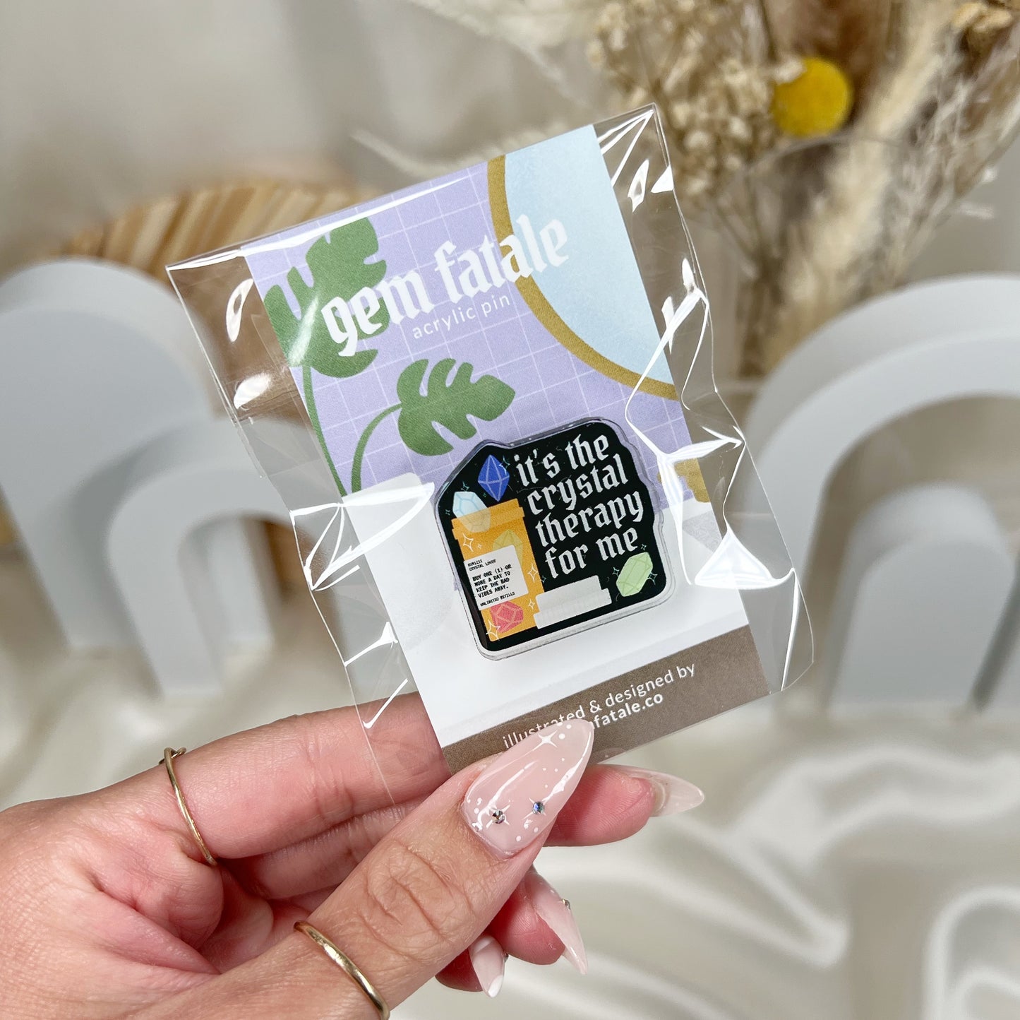 Crystal Therapy Acrylic Pin